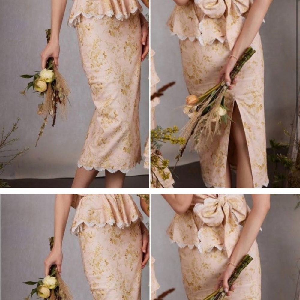 V. Chapman Pink and Gold Lace Dress